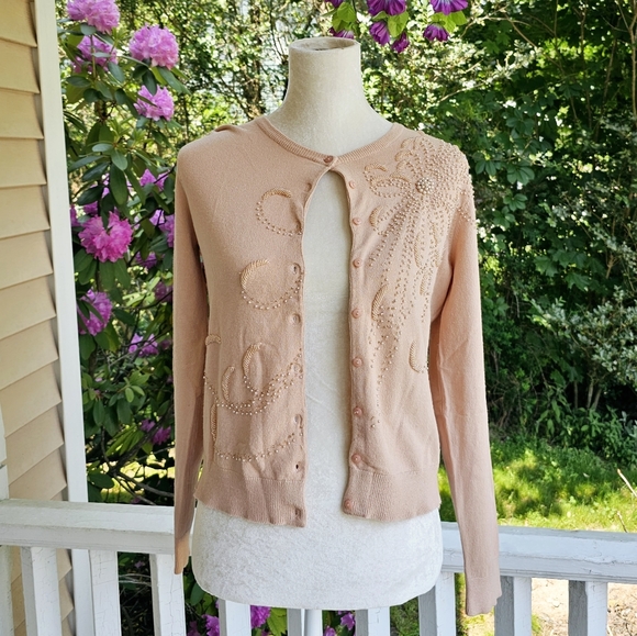 Anne Klein Beaded Cardigan Sweater - Picture 1 of 9